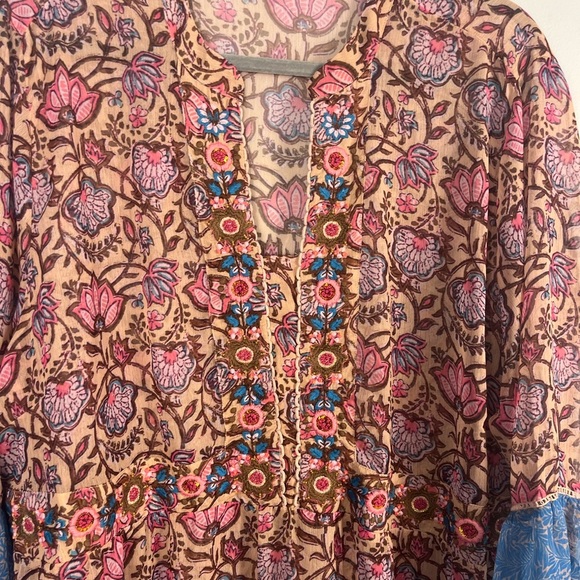 Soft surroundings Pergola Floral Embroidered boho sheer tunic size 3x - Picture 3 of 8